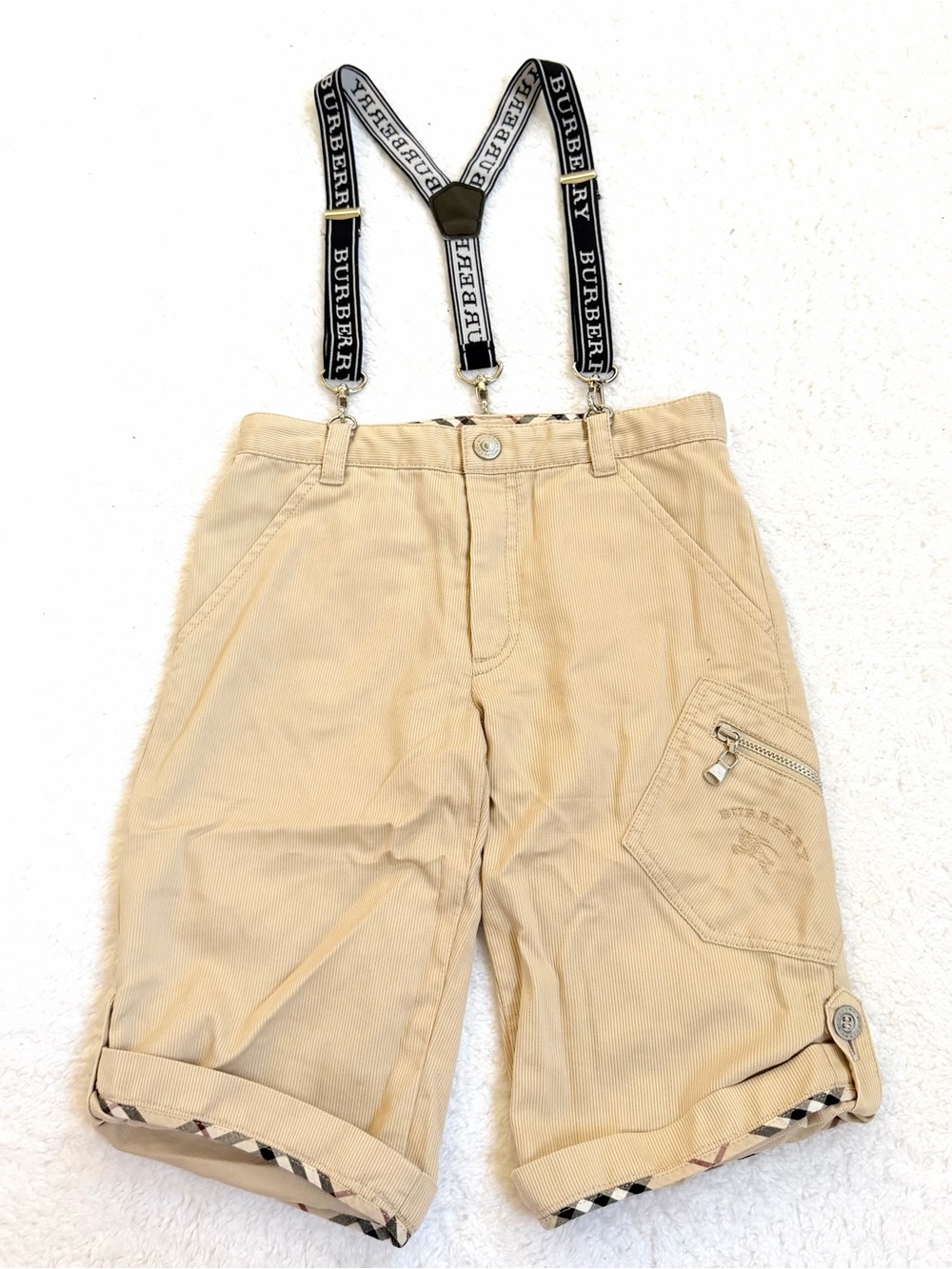 Burberry Boy 110 Size 5 Nova Check Pants cotton bottoms Kids Horse Beige Shorts